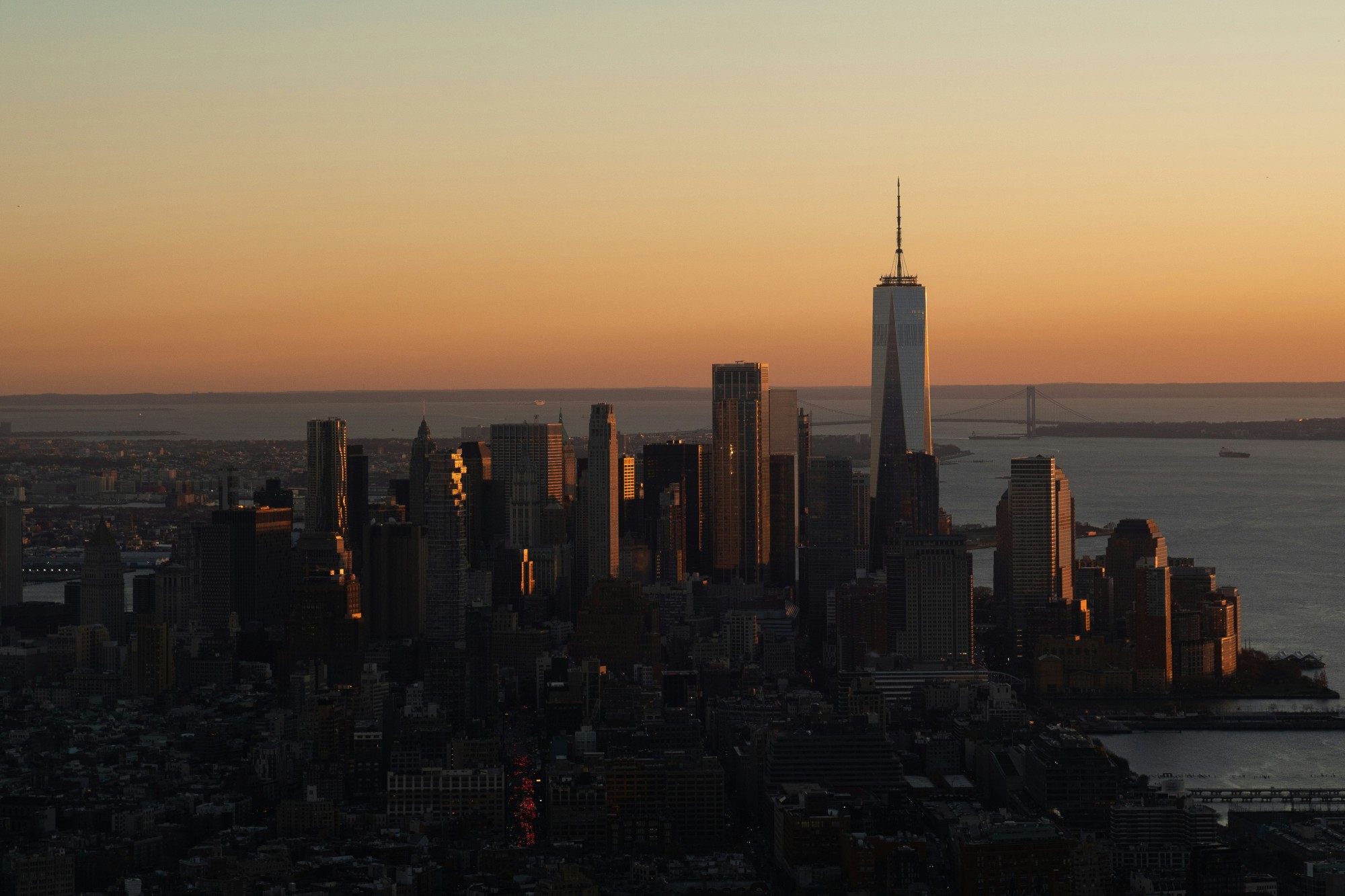 New York City skyline at sunset